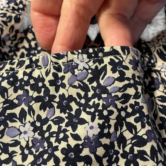 Floral Navy Lavender Print Mini Skirt The Limited Stretch Cotton Blend Sz 8 - Picture 5 of 6